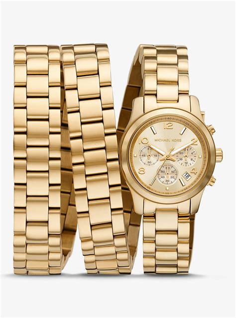 michael kors gold double wrap watch|Michael Kors gold watch sale.